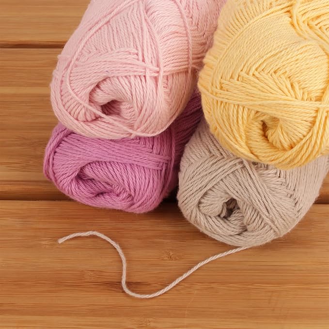JubileeYarn Cotton Select Yarn - 50g/Skein Sport Weight - Shades of Contrast Colors B - 4 Skeins
