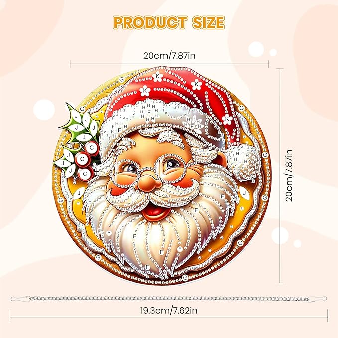 MOGTAA Christmas Diamond Art Hanging Kits for Adults Kids, Santa Claus Diamond Art Suncatchers, 5D Special Shape Diamond Painting Window Pendant Kit for Home Garden Wall Decor