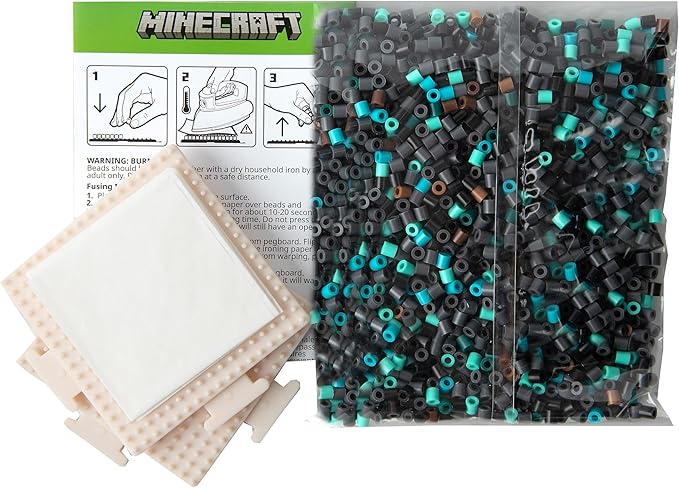 Perler 80-57202 Minecraft 3D Fused Bead Craft Activity Kit with 3 Projects, Multicolor, 2003 Pieces