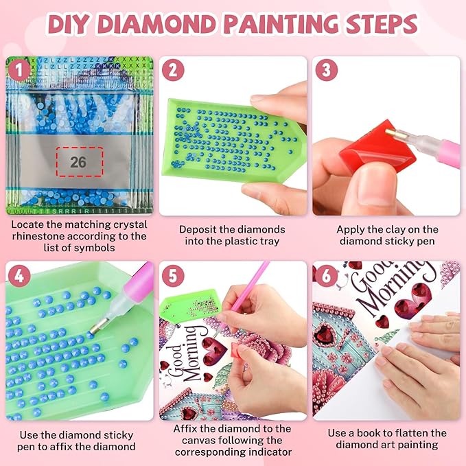 Bowetile Birds Diamond Art Hanging Kits for Adults, Good Morning Diamond Art Suncatchers Flowers, 5D Special Shape Diamond Painting Pendant Window Ornament Gifts for Home Door Wall Decor