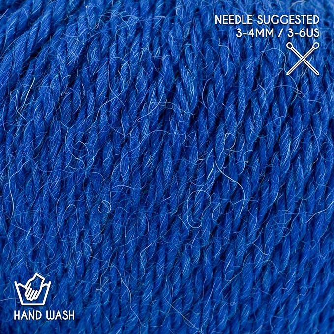 Worsted Set (6 x 1.75 oz) Super Soft Baby Alpaca Knitting Yarn Royal Blue 656 Yards