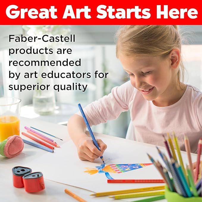 Faber-Castell - 288 Count- Grip Watercolor EcoPencils School Pack - Art Supplies For Kids- (24 Sets of 12 Colors + Free Sharpeners and Paint Brushes)