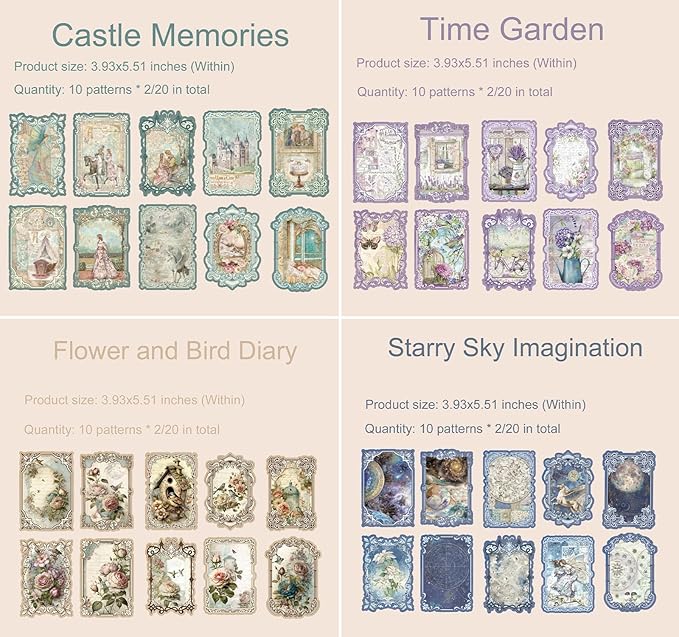 90 Sheets Vintage Scrapbook Paper Kit, Die-Cut Decorative and Decoupage Paper for Scrapbooking Supplies, Card Making, Junk Journal, Collage, Planner, Bullet Journal and Stationery, 3.9x5.5 Inch