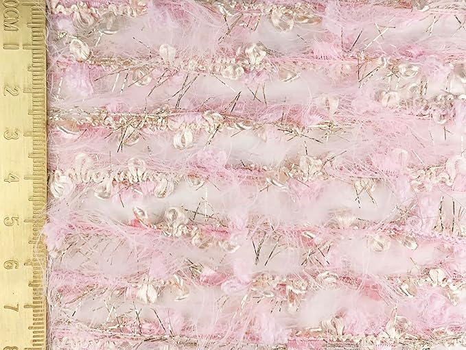 Artisanal Yarn Collection Multifiber Fancy Yarn for Knitting Crocheting Crafts DIY, Set of 3 Rolls (Cotton Candy Pink)