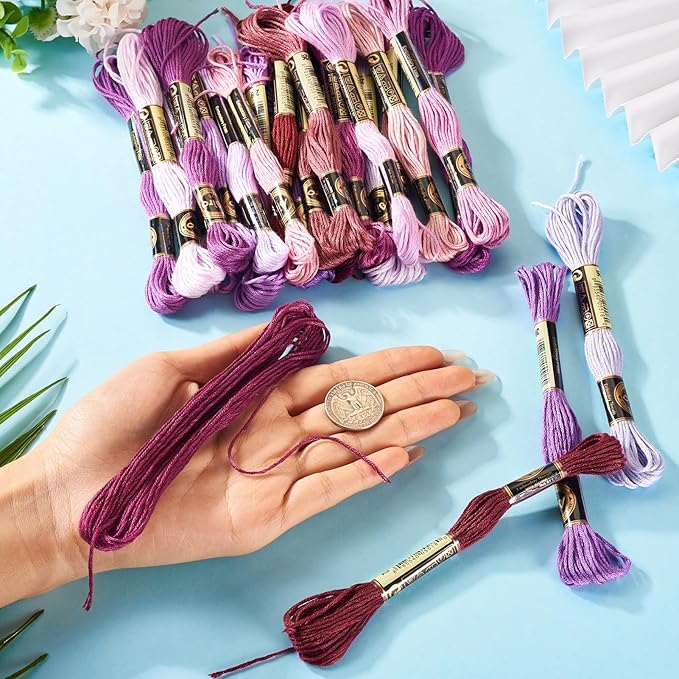 FASHEWELRY 210 Yards Embroidery Thread Bulk Purple Crewel Cross Stitch Threads 1mm Polyester Embroidery FlossThread for Jewelry Making Bracelet Knitting Stitch Supply