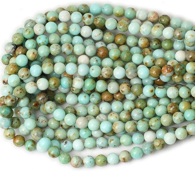 cheavian 45pcs 8mm natural mongolian turquoise stone round loose beads for jewelry making 1 strand 15"