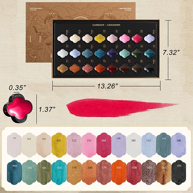 rubens Watercolor Paint Set 24 Colors, Professional Pigment-Rich Water Colors for Adults, Premium Art Supplies Kit, Gift for Artists, Beginners & Students