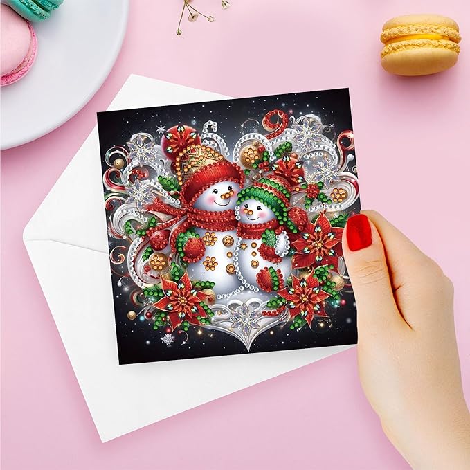 12-Pack 5D DIY Diamond Art Christmas Cards with Envelopes, Special-Shaped Diamond Painting Greeting Cards, Art Craft Kit, Creative Gift for Christmas