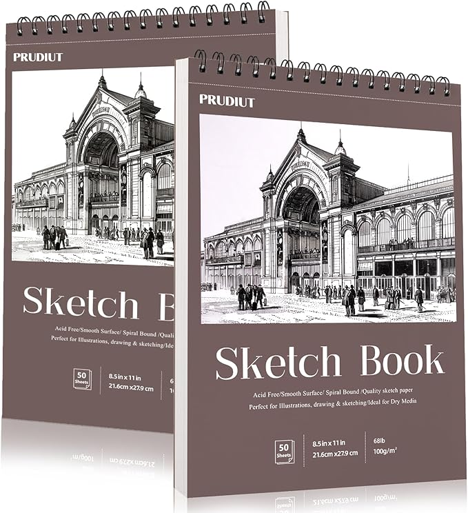 2 Pack Sketch Book 8.5×11 inch, Spiral Sketch Pad 50 Sheets Each(68lb/100gsm), Acid-Free Sketchbook for Drawing Painting Sketching, Art Paper Drawing Supplies for Teens Adults Artists Ideal Gifts