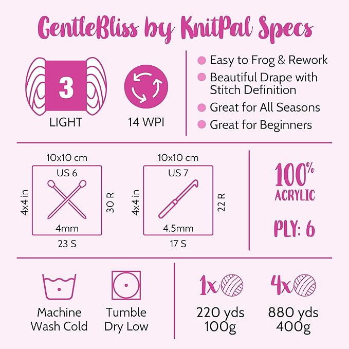 GentleBliss Soft Baby Yarn for Crocheting, 4 Skeins, 880Yds/400G, Free Patterns - Acrylic Baby Blanket Yarn for Knitting - Light Worsted 3 DK Weight - Cookies and Cream