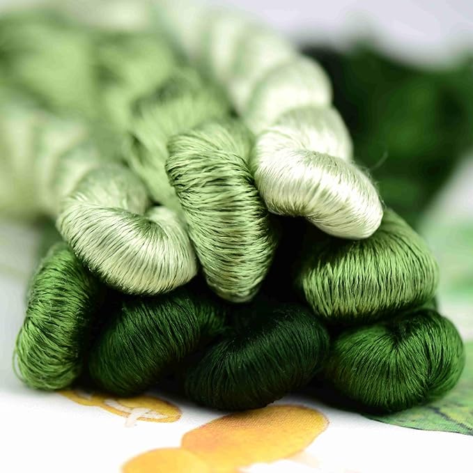 Natural 100% Silk Thread, Handmade Embroidery Thread Silk Floss 8 Colors 110m Each (45)