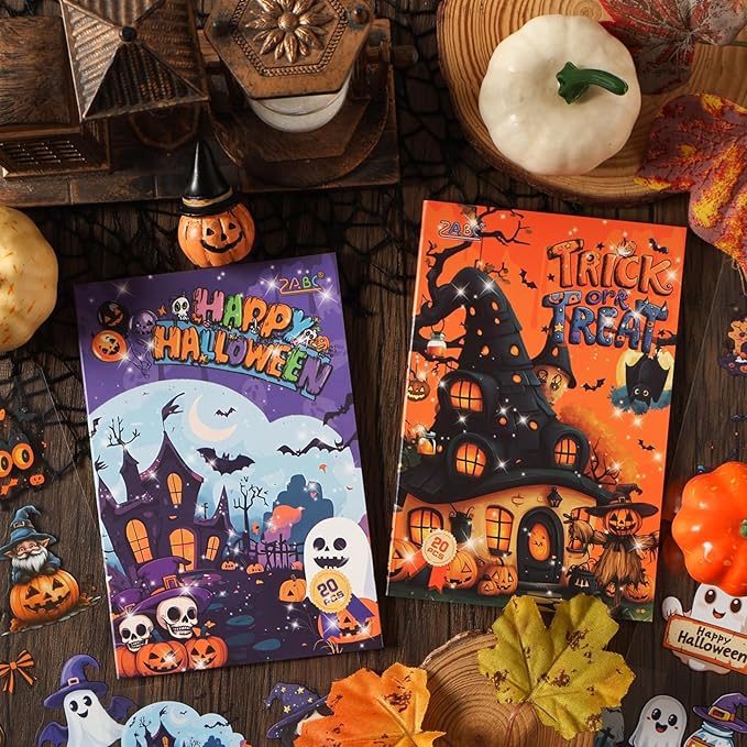 Halloween Sticker Book, 40 Sheets 240 PCS Halloween PET Stickers, Aesthetic Decorative Waterproof Holiday Scrapbook Stickers for Scrapbooking, Journaling, DIY Crafts and Planner Supplies