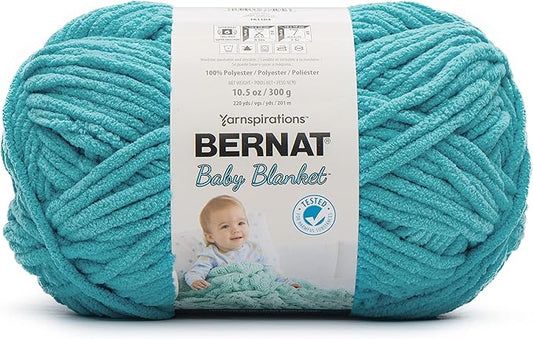 Bernat BABY BLANKET BB Baby Teal Yarn - 1 Pack of 10.5oz/300g - Polyester - #6 Super Bulky - 220 Yards - Knitting/Crochet