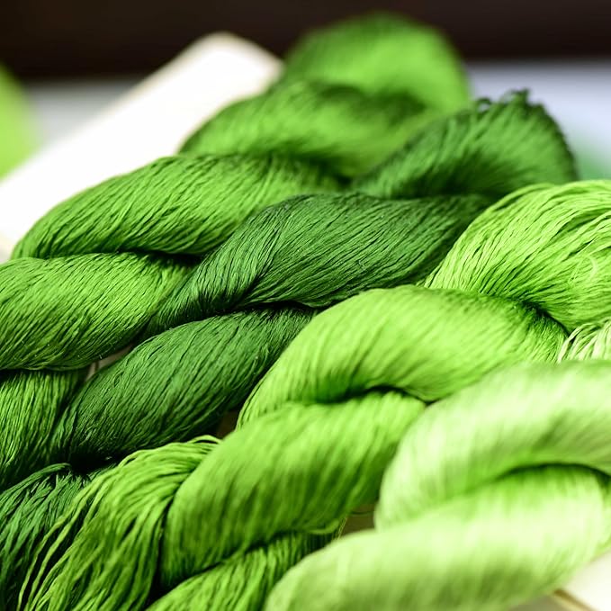 Natural Silk Thread – 7 Colors, 110m Each, Handmade Silk Embroidery Floss for Hand Embroidery, Cross-Stitch, Needlework Projects(04)