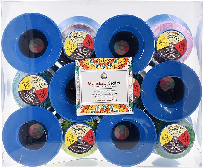 Mandala Crafts Size 277 840D T270 Bonded Nylon Thread - 12 Vibrant Colors 780 YDs Tex 270 Heavy Duty Sewing Threads for Leather, Jeans, Weaving, Outdoor Marine Upholstery