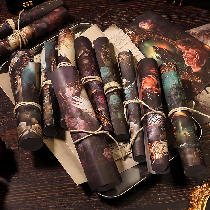 80 Sheets Gothic Scrapbook Paper for Scrapbook Kit, Vintage Ephemera for Junk Journals, Mirror Decoupage Paper for Journaling Supplies, Dark Academia Wall Decor Room for Home Decorations