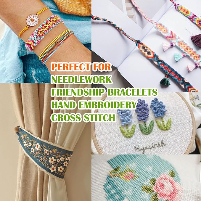 Friendship Bracelet String 50 Skeins Rainbow Color Embroidery Floss Cross Stitch Embroidery Thread Cotton Floss Bracelet Yarn, Craft Floss(Fashionable Color)