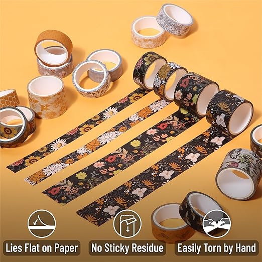 Mr. Pen- Washi Tape Set, 20 Rolls, Golden Hives Theme, Washi Tape for Journaling