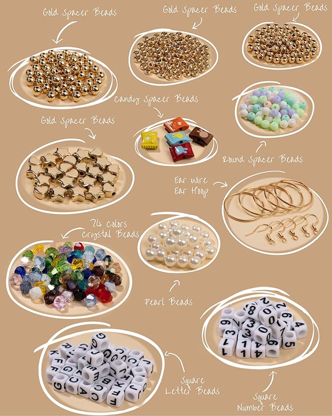 Deinduser Crystal Friendship Bracelet Making Kit - 1200pcs Bicone Gem Beads for Jewelry Making, 24 Colors with Letter & Spacer Beads