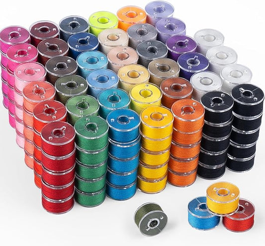 ilauke 210 pcs Bobbins Sewing Thread, SizeA Class15 Prewound Sewing Bobbins for Machine, 36 Colors Polyester Bobbin Thread Compatible for Brother/Singer/Babylock/Janome Machine, 60WT