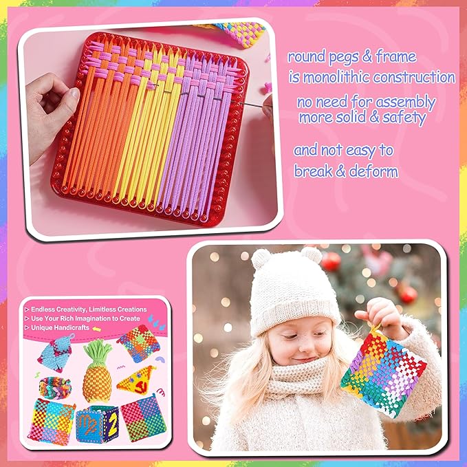 REENLIV Upgraded Weaving Loom Kit Toys for Kids & Adults, DIY Arts & Crafts, Easy Potholder Loom Knitting Activity for Beginners, Ideal Gifts for Girls Ages 5 6 7 8-12 13 Years Old, 252 Craft Loops