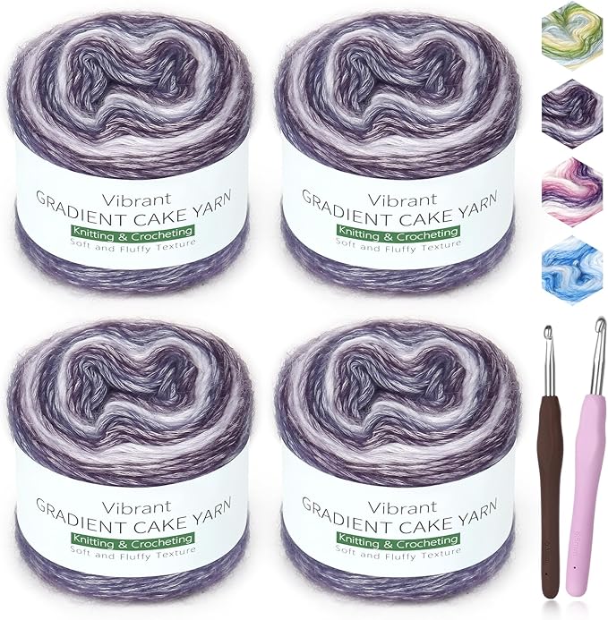 Katech Gradient Cake Yarn for Crocheting Knitting-Multicolor Soft Rainbow Cotton Crochet Yarn-Perfect for Scarves, Shawls, Blankets, and Garments That Stand Out with Style(D)