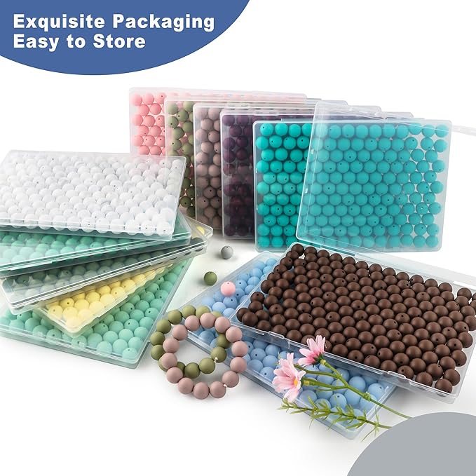 150Pcs 15mm Silicone Beads for Keychain Making Bracelet Necklace, Bulk Round Silicone Beads for Pens(Light Gray)