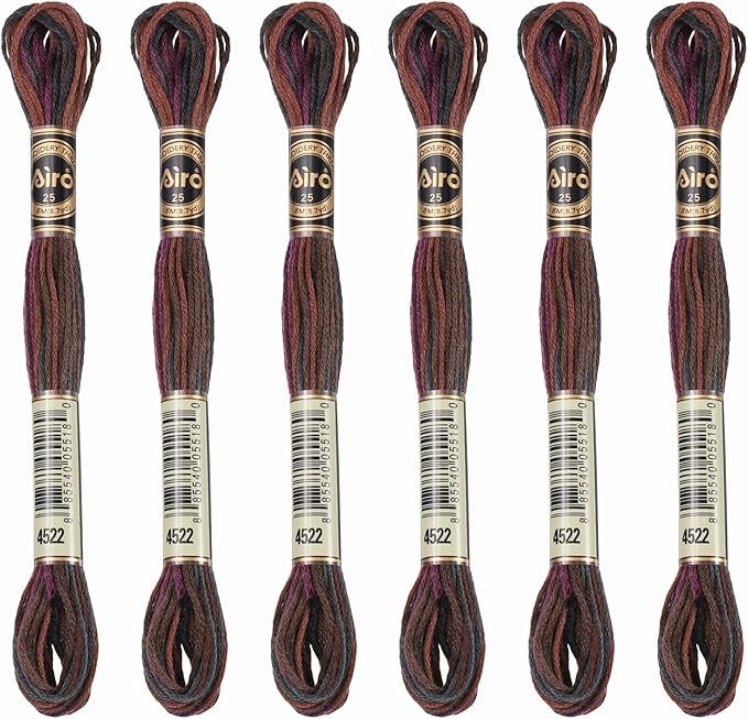 PATIKIL 6 Skeins Embroidery Floss, Polyester Embroidery Threads Bracelets String for Cross-Stitch Hand Embroidery, Brown Black