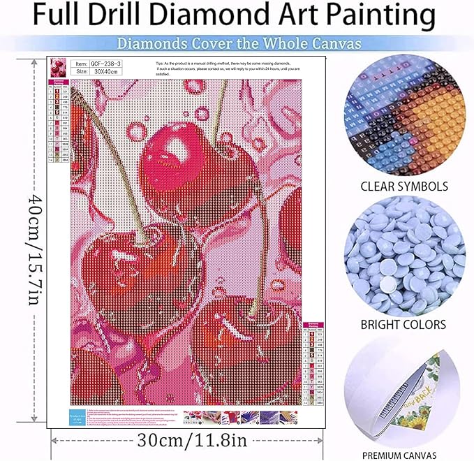 EIBEILI Diamond Art Kits for Adults, 3-Pack Fruit Diamond Painting Kits for Beginner Round 5D Full Drill Diamond Dots Crafts for Home Wall Decor Gifts 12x16 Inch