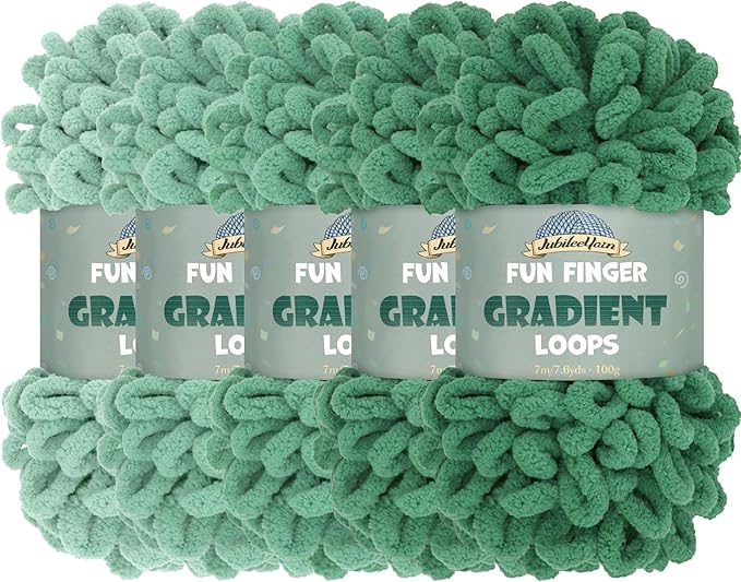 JubileeYarn Fun Finger Gradient Loops Yarn - 100g/Skein Jumbo Polyester - Tempestas - 5 Skeins