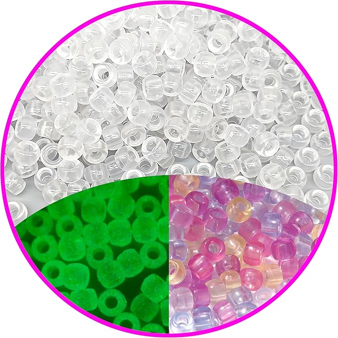 gmma uv pony beads for bracelet plastic beads for jewelry making glow in the dark beads color changing beads sunlight beads 6x9mm beads for friendship bracelets diy necklace party decoration supplies