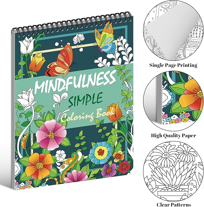 Kalysky Easy and Cozy Adult Coloring Book Set, 3 Stress Relief Coloring Books for Adults Relaxation, Flower Inspirational Quotes Coloring Books