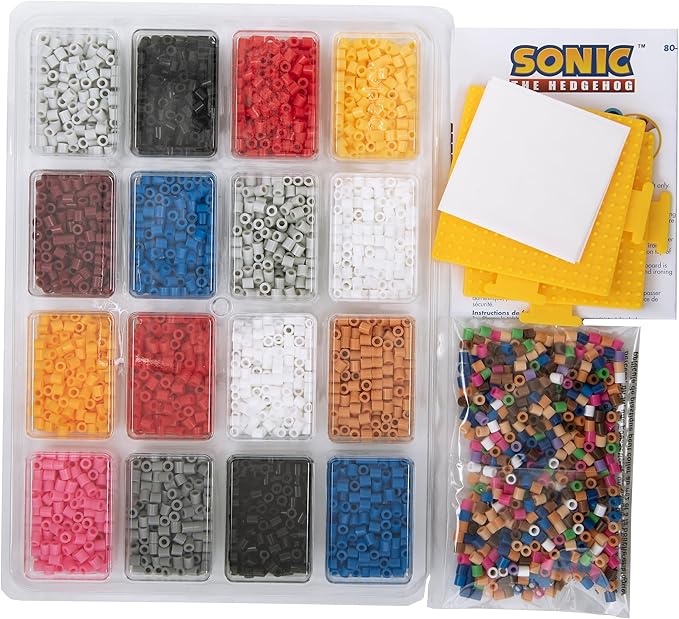 Perler 80-57249 Sonic The Hedgehog Deluxe Fused Bead Craft Activity Kit with 14 Projects, Multicolor, 4504 Pieces