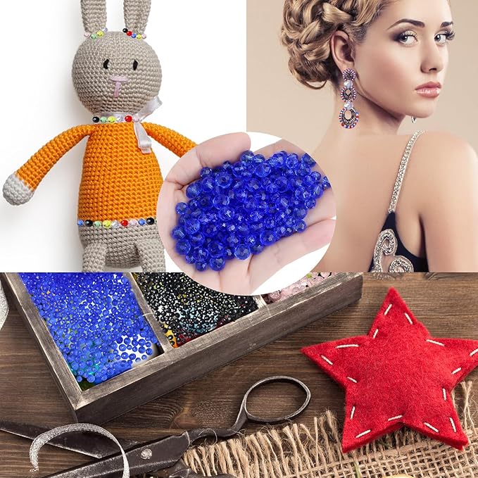 DUQGUHO Crystal Blue Beads 500 Pcs Glass Beads for Jewelry Making Loose Beads Bulk Glass Beads for Bracelets Crafts Earring 6/8mm