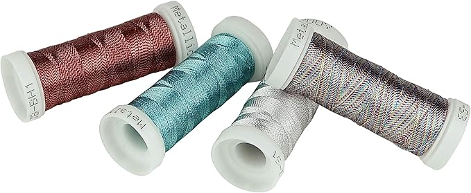 Metallic Embroidery Thread 200 Yards Each for French Embroidery or Machine Embroidery for Janome Brother Pfaff Babylock Singer Bernina Husqvaran and Most Home Embroidery Sewing Machines (6 Colors #2)