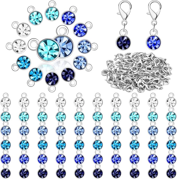 Sureio 120 Pcs Birthstone Charms for Jewelry Making Handmade DIY Crystal Birthstone Beads Bling Round Charms Bracelet Enamel for Birthday Jewelry Making Earrings Accessory (Mixed Colors)