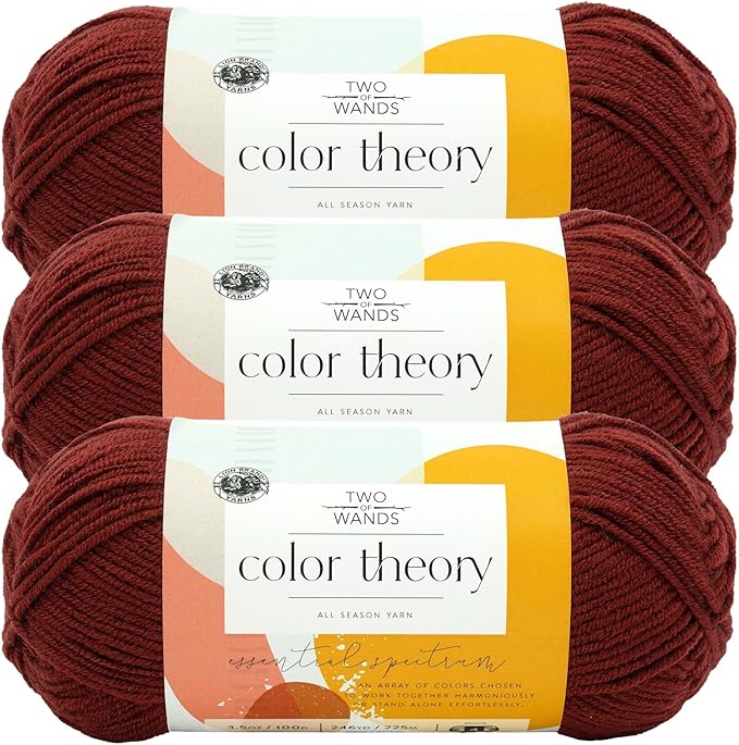 Lion Brand Yarn, Color Theory Worsted Weight Yarn for Knitting and Crochet, Beaujolais, 3 Pack, Acrylic Fiber with Modern Color Palette, Perfect for Sweaters, Hats and Cozy Blankets