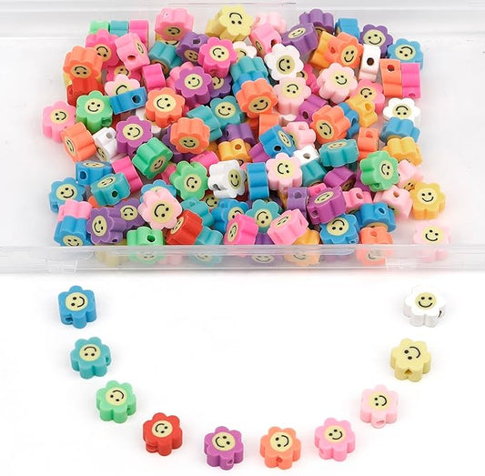 180 Pcs Flower Polymer Clay Beads for Charms Making Pony Bead Shapes for Friendship Bracelets Spacer Beads Supplies for DIY Bracelet Pendants Earring Necklace Jewelry Making