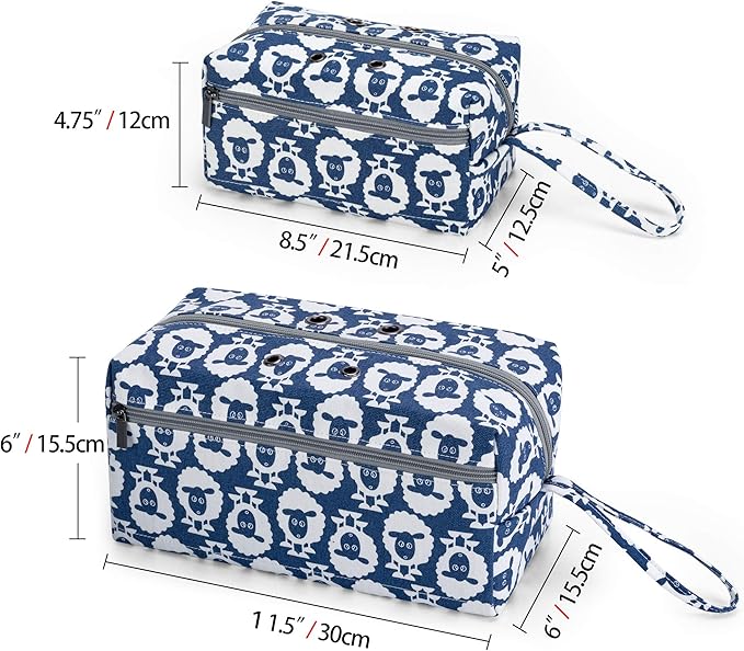 LUXJA Yarn Storage Bag, Carrying Knitting Bag for Yarn Skeins, Crochet Hooks, Knitting Needles (up to 10 Inches) and Other Small Accessories (Large, Sheep)