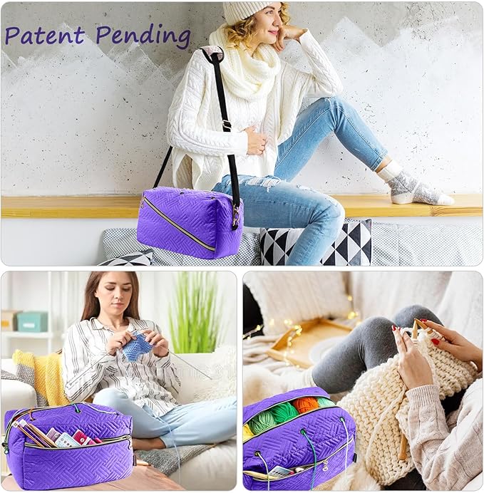 Crochet Bag Organizer - Knitting Bag - Yarn Storage Organizer - Yarn Bag for Crocheting - Yarn Holder for Crochet Accessories, Crocheting & Knitting Gifts