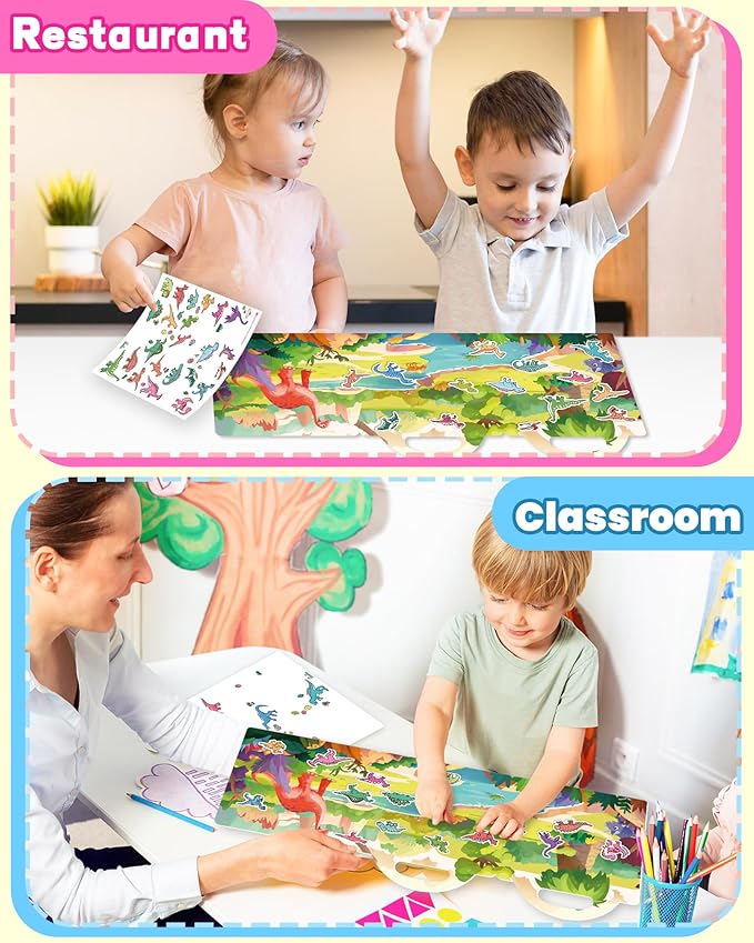 walenced reusable sticker book for toddlers, stickers for kids, toddler craft activities, toddler travel toys ages 3 and up boy girl birthday gifts