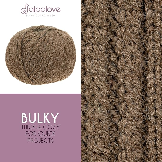 Bulky Set (6 x 1.75 oz) Super Soft Baby Alpaca Knitting Yarn Brown 328 Yards