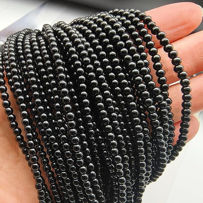 Laopottbeads 2000 Pcs Black 4MM Pearl Beads for Jewelry Making Round Pearl DIY Kit for Bracelets, Earrings, Necklaces & Anklets