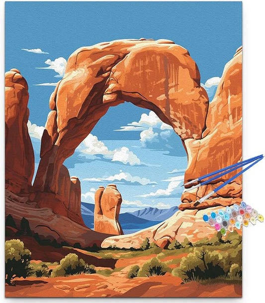 Artunion Arches National Park Paint by Numbers Kit for Adults, Nature Landscape Paint by Number Kits,DIY Oil Painting Paint by Number Kits on Canvas Arts Craft for Home Wall Decor 16x20 Inch