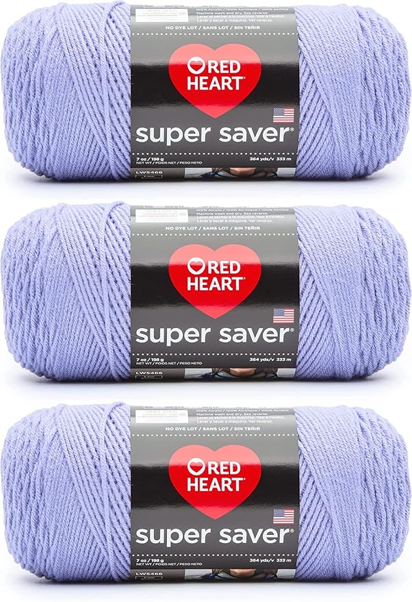 Red Heart Super Saver Light Jasmine Yarn - 3 Pack of 7oz/198g - Acrylic - 4 Medium (Worsted) - 364 Yards - Knitting/Crochet