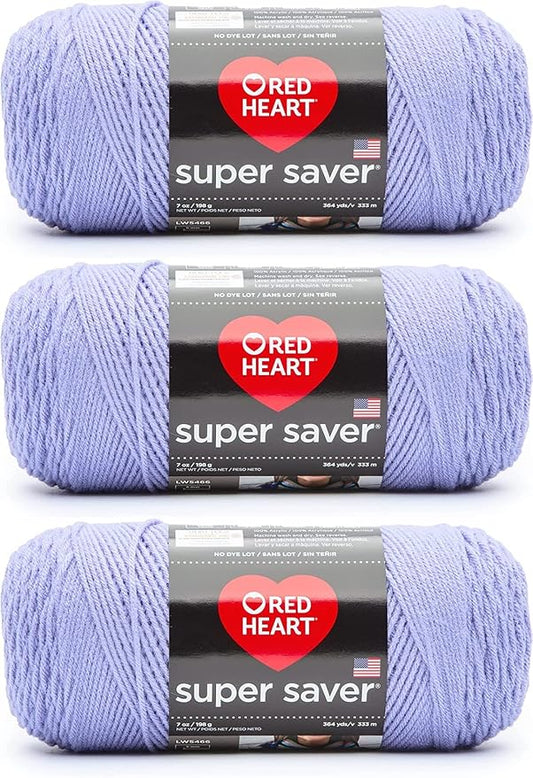 Red Heart Super Saver Light Jasmine Yarn - 3 Pack of 7oz/198g - Acrylic - 4 Medium (Worsted) - 364 Yards - Knitting/Crochet