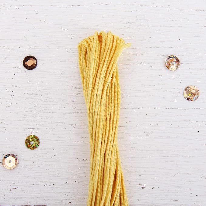 12 Skeins ThreadArt Premium Egyptian Long Fiber Cotton Embroidery Floss | Yellow | 6 Strand Divisible Thread 8.75yds Each for Hand Embroidery, Friendship Bracelets, Cross Stitch and Crafts
