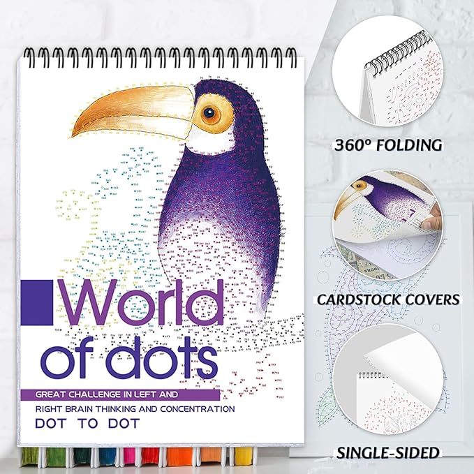 Dot-to-Dot Books for Adults: 30 Easy Dot to Dot Patterns for Stress Relief - Lifeline Flow Art Dot Book, Spiral Bound, Single-Sided Print, Dots Art Gift for Women