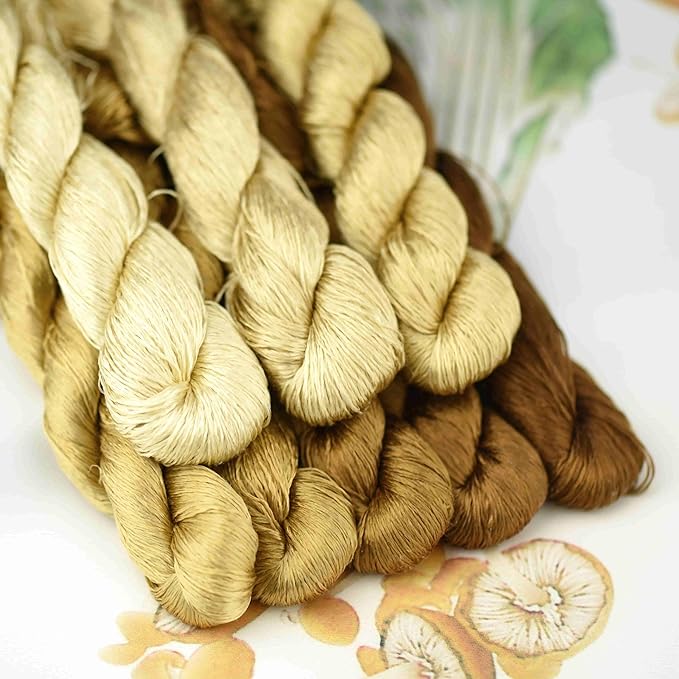Natural 100% Silk Thread, Handmade Embroidery Thread Silk Floss 8 Colors 110m Each (54)