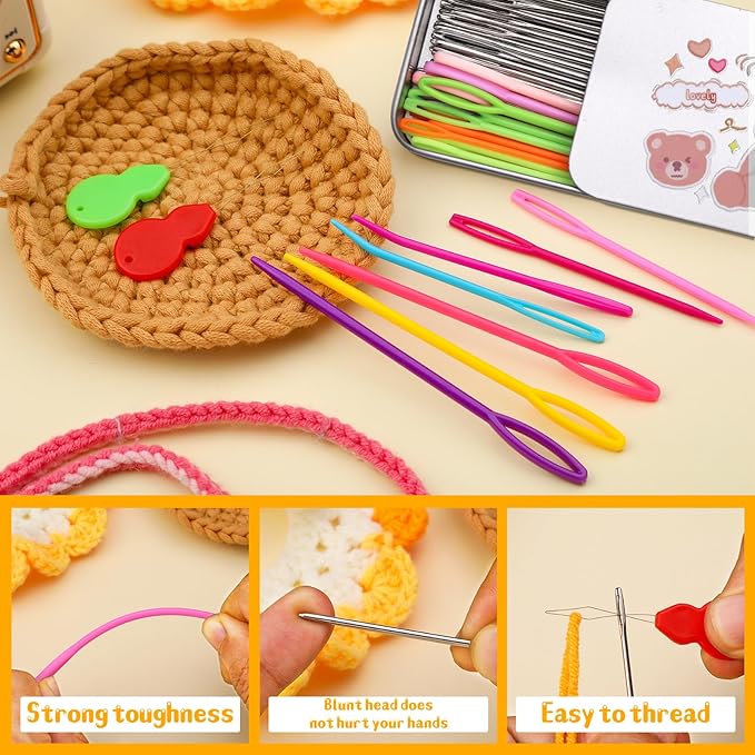 UOOU 73 Pcs Yarn Needles Set, Tapestry Needle, Darning Needles for Yarn, Yarn Needles Large Eye, Plastic Needles for Yarn, Knitting, Crocheting and Sewing